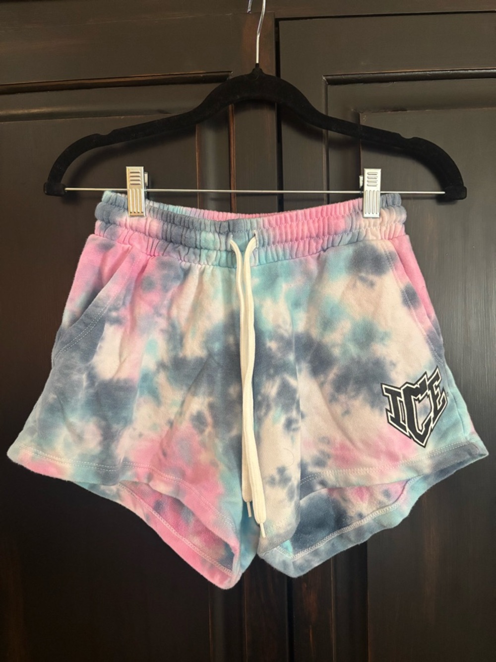 ICE Allstars Tie-Dye Drawstring Women’s Shorts - Pastel Pink Blue